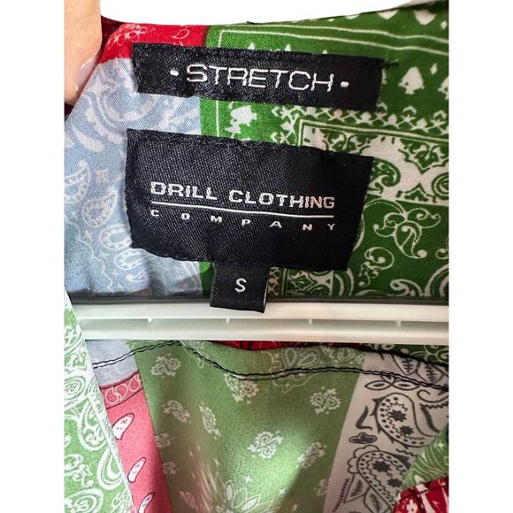 Stretch Drill Clothing Bandana Shirt Mens Sz S Multicolor Button Up Short Sleeve - Picture 5 of 11